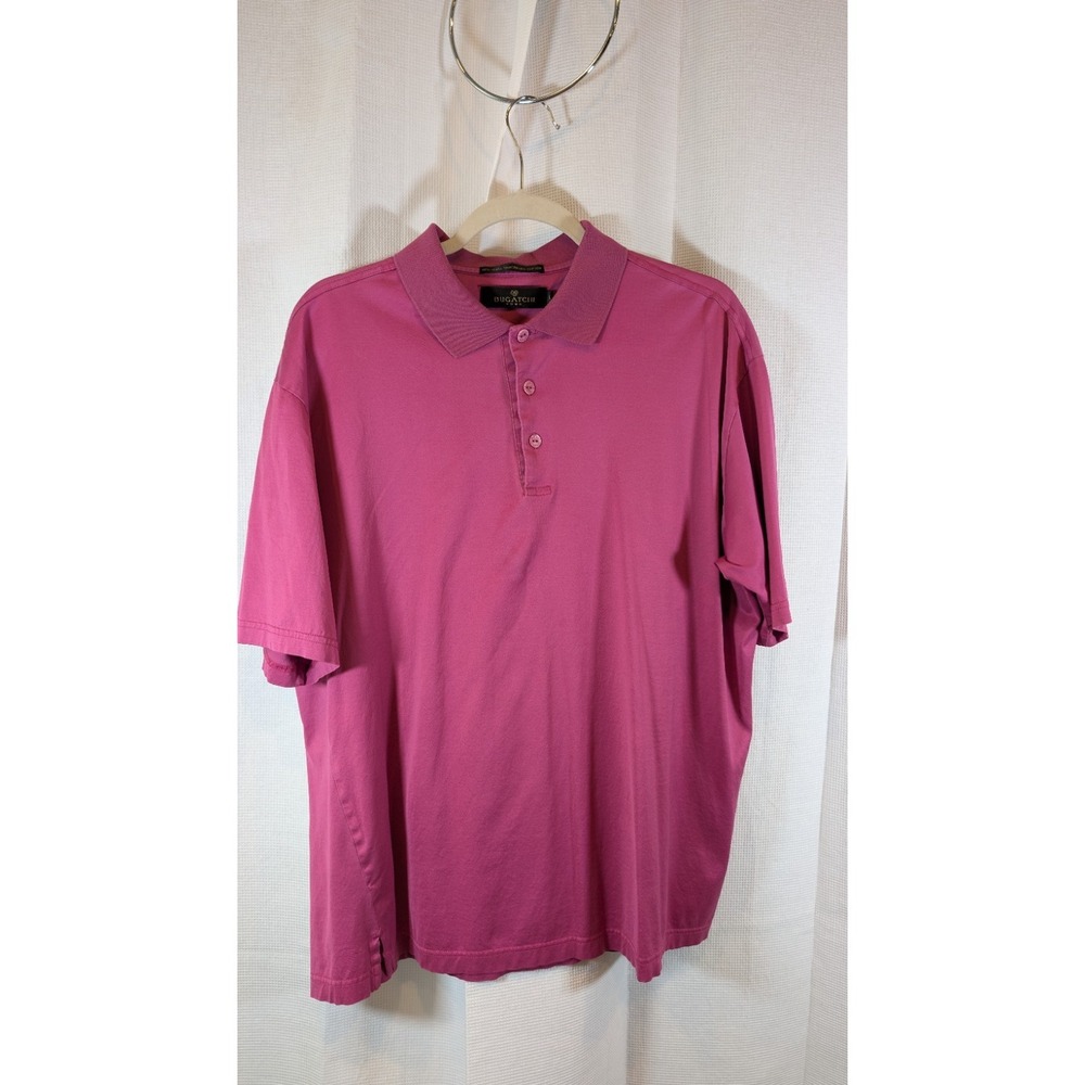 Bugatchi Uomo Men's Polo Shirt Short Sleeve Pink Casual Golf Top Size Large